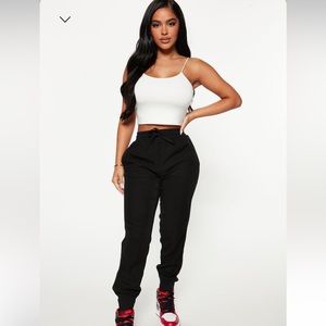 Not What You Think Ribbed Joggers- Black